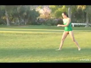 Mila beautiful brunette amateur undressing and walking naked outdoors
