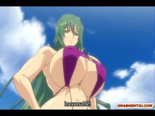 Esclavage l'anime maillot de bain avec bigboobs plan a trois baise en la plage