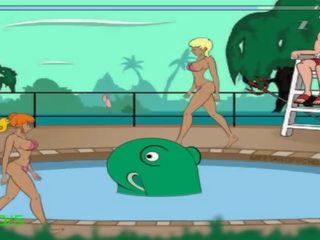 Tentáculos monstro molests mulheres em piscina - não commentary 2