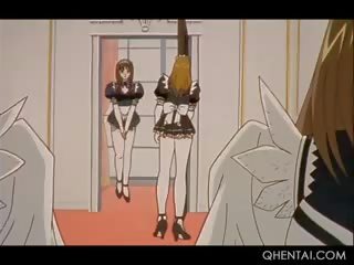 Hentai maids ficken strapon im gangbang für ihre schatz