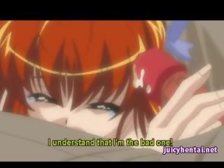 Anime redhead sucking a penis and gets drilled