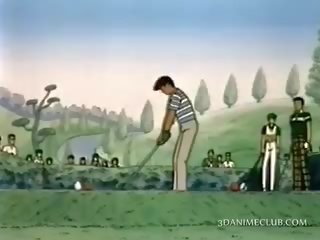 Anime sweetie banged doggy style on the golf field