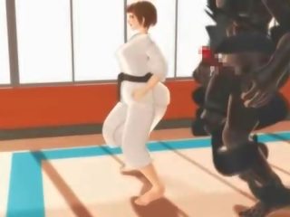 הנטאי karate צעיר נְקֵבָה חינוק ב א מאסיבי manhood ב תלת ממדים