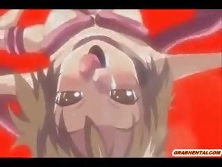 Prsnaté hentai diva brutally tentacles poking