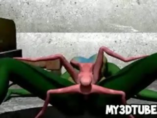 3d verde alienígena obtendo fodido difícil por um spider