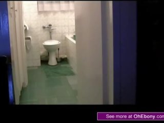 Black african call girl strumpet fucked standing in bathroom