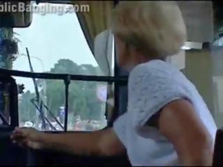 Crazy daring public bus dirty film action in front of amazed passengers and strangers by a couple with a beautiful girlfriend and a lad with big cock doing a blowjob and a vaginal intercourse in a local transportation