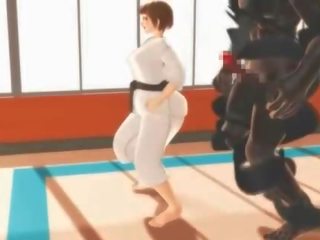 Hentai karate young female gagging on a massive manhood in 3d