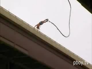 Three amazingly tempting American playboy models go Nude bungee jumping