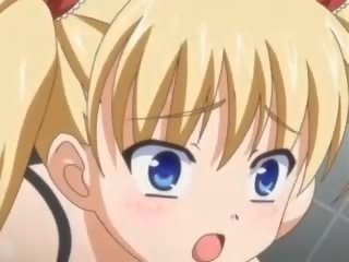 Paauglys anime blondinė gauti a velenas į jos šikna