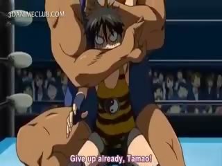 Milžiniškas wrestler kietas dulkinimasis a saldus anime lassie