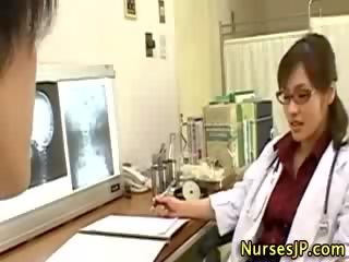 Asian woman medic handjob