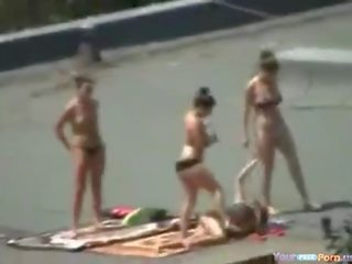 Libidinous Bitches Tanning On The Roof