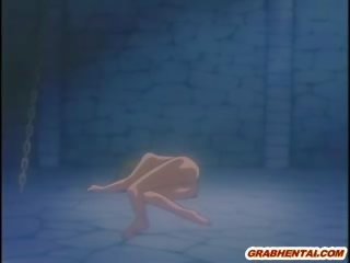 Manga prisoner dziewczyna w chains dostaje pieprzony przez za rycerz w dół w the niewolnik chamber