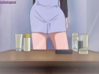 Nagy meloned anime bevállalós anyuka élvezi kemény akció