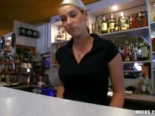 Barmaid Lenka nailed at the bar for cash