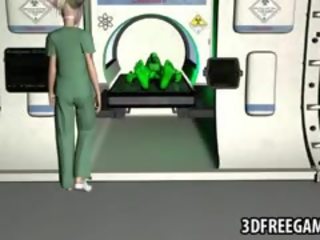 Xăm 3d phim hoạt hình diva được fucked lược qua một người ngoài hành tinh