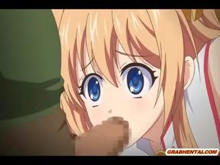 Roped rondborstig anime studente zuigen bigcock