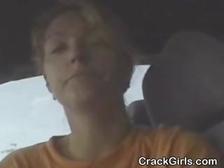 Grown Blonde Crack harlot Sucking penis In Public Car