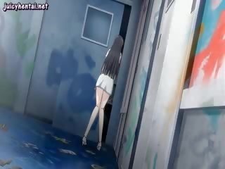 Dark haired hentaý young female gets jizzload