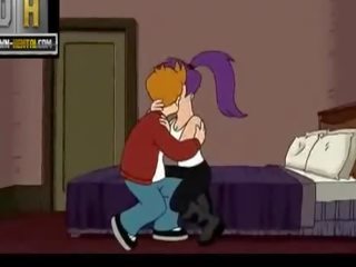 Futurama جنس فيديو تقلى و leela وجود جنس