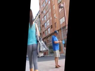 Astonishing španělština prdel walking kolem v těsný kalhoty