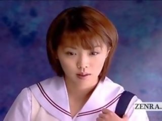 Subtitled rapariga vestida gajo nu dominante japonesa jovem senhora senzuri