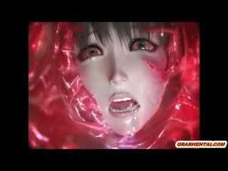 3d l'anime surprit par monstre tentacules et sucé bigcock