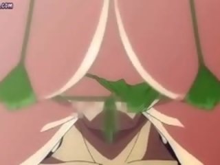 Groovy anime milf reibt putz mit sie riesig titten