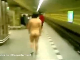 Naked bloke Dared To Walk To And Ride Train