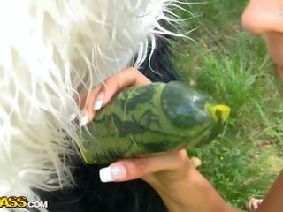 Provocative strap on fuck with young artist outdoor clip